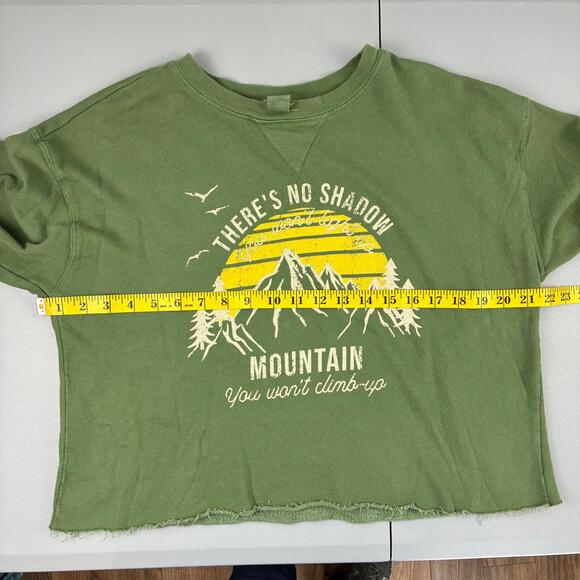 Love Vintage Green Mountain Graphic Cropped Sweatshirt Granola Outdoor - Picture 5 of 6